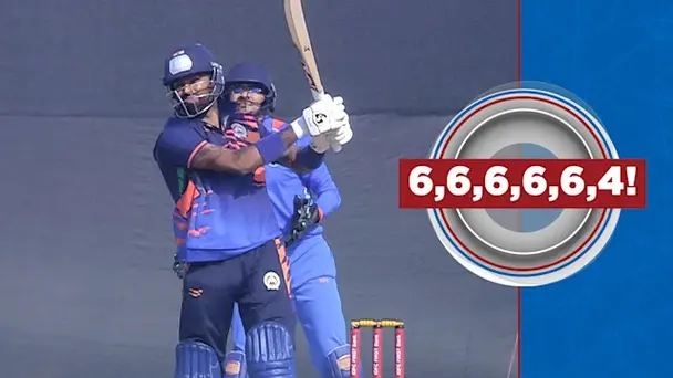 34 in an Over! Hardik Races to His Ton