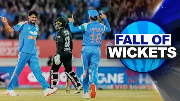 NZ Fall of Wickets vs IND: 2nd ODI