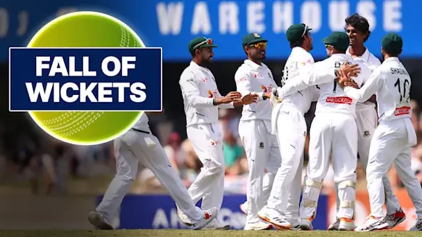 AUS Fall of Wickets vs BAN: 1st Test, 2nd  Innings