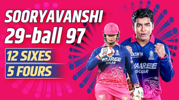 Sooryavanshi's 29-ball 97 vs SRH in Eliminator
