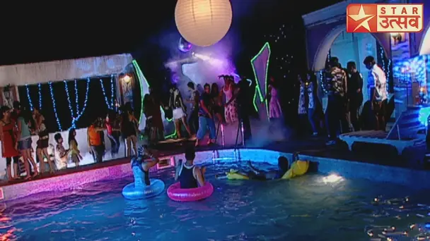 Gunjan falls into the pool