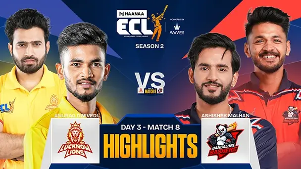 ECL Match 8 Lucknow Lions vs Bangalore Bashers- Highlights