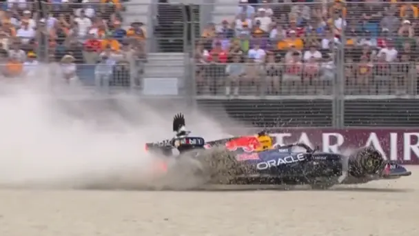 LOOK AWAY! Qualifying begins with a scare for Max