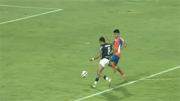 CHEEKY! Prasanth dinks it over the keeper for the lead