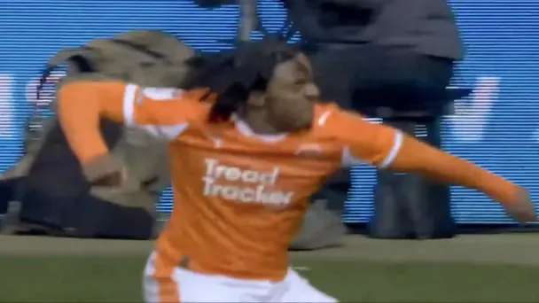 SUPERB FINISH! Niall Ennis' strike guides Blackpool to a crucial win