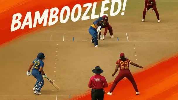 BAMBOOZLED! Matthews traps Athapaththu in front of the stumps