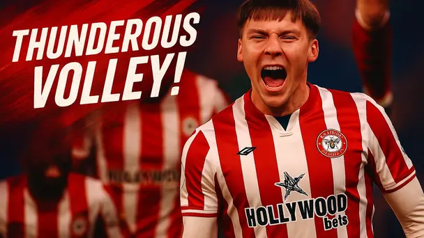 Thunderous Volley! Aaron Hickey left the net shaking