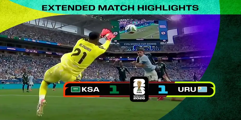 Watch KSA Vs URU | Extended Highlights | FIFA World Cup 2026 on Tata ...