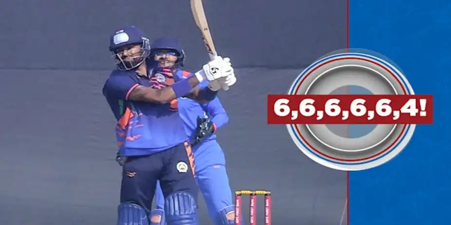 34 in an Over! Hardik Races to His Ton