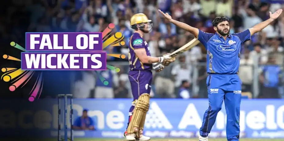 KKR Fall of Wickets vs MI