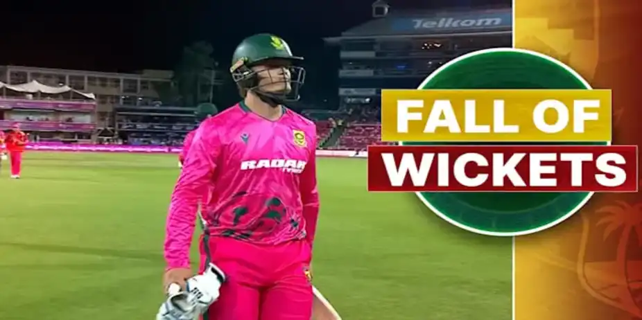 SA Fall of Wickets vs WI: 3rd T20I