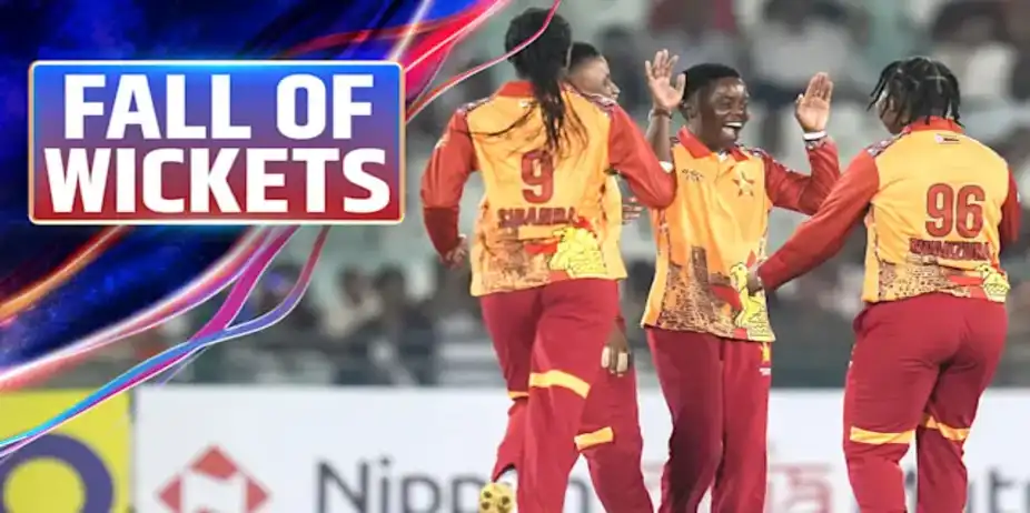 IND W Fall of Wickets vs ZIM W in 3rd T20I