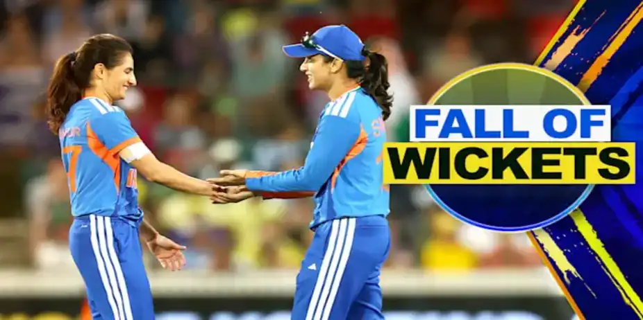 AUS W Fall of Wickets vs IND W: 2nd T20I