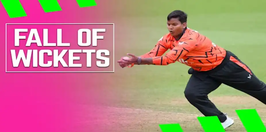 MI London Fall of Wickets vs SunRisers Leeds