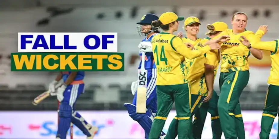 IND W Fall of Wickets vs SA W: 5th T20I
