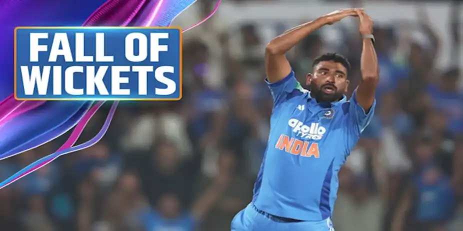 WI Fall of Wickets vs IND in 3rd ODI