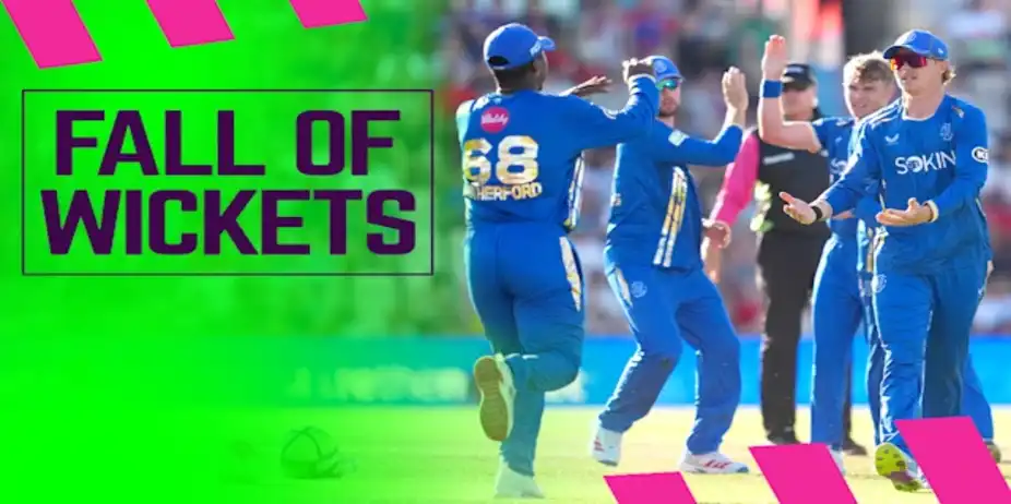 Southern Brave Fall of Wickets vs MI London