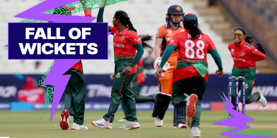 NED Fall of Wickets vs BAN