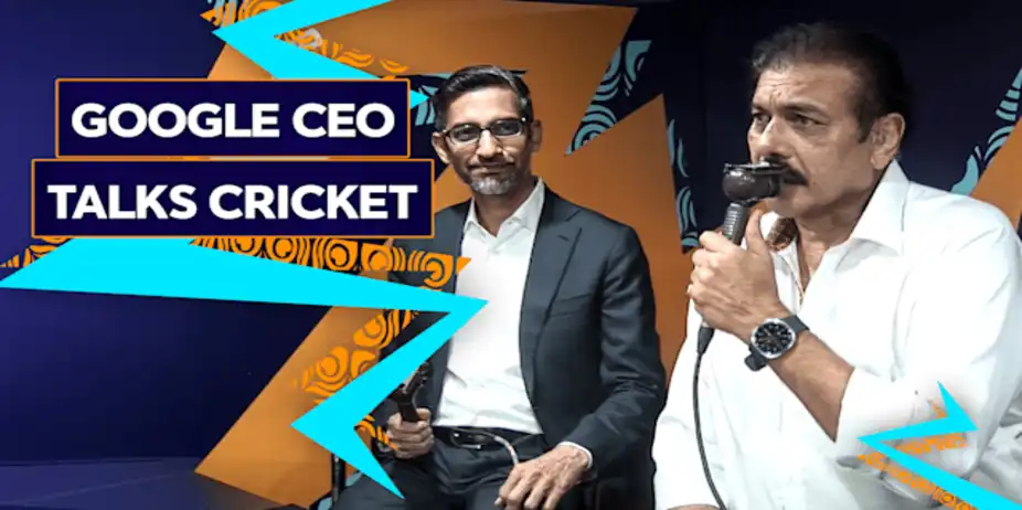 Sundar Pichai in the Box with Ravi Shastri