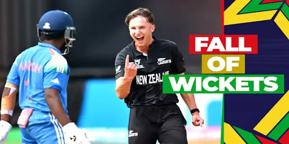 IND Fall of Wickets vs NZ