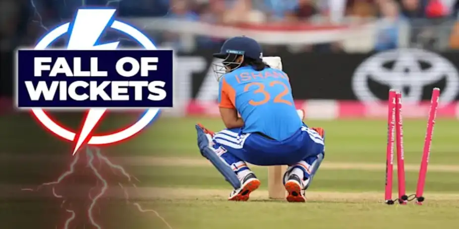 IND Fall of Wickets vs ENG in 1st T20I