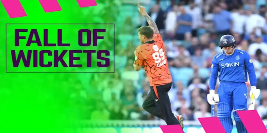 MI London Fall of Wickets vs SunRisers Leeds