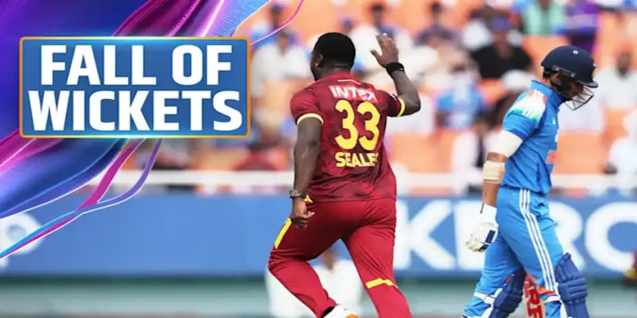 IND Fall of Wickets vs WI in 3rd ODI