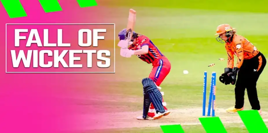 Manchester Super Giants Fall of Wickets vs SunRisers Leeds