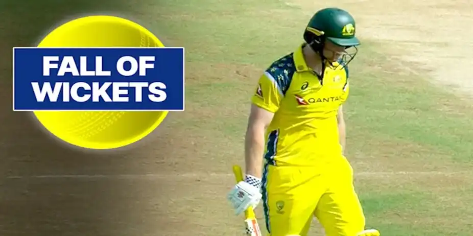 AUS A Fall of Wickets vs IND A in 2nd ODI