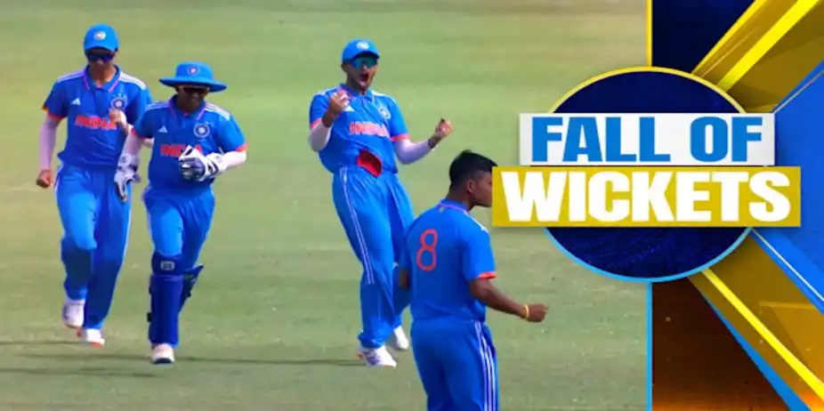 AUS U19 vs IND U19, 1st ODI: AUS U19 Fall of Wickets
