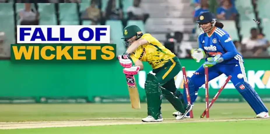 SA W Fall of Wickets vs IND W: 1st T20I