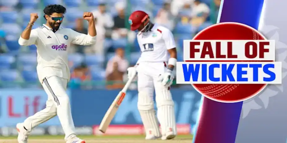 2nd Test, 1st Inns: WI Fall of Wickets