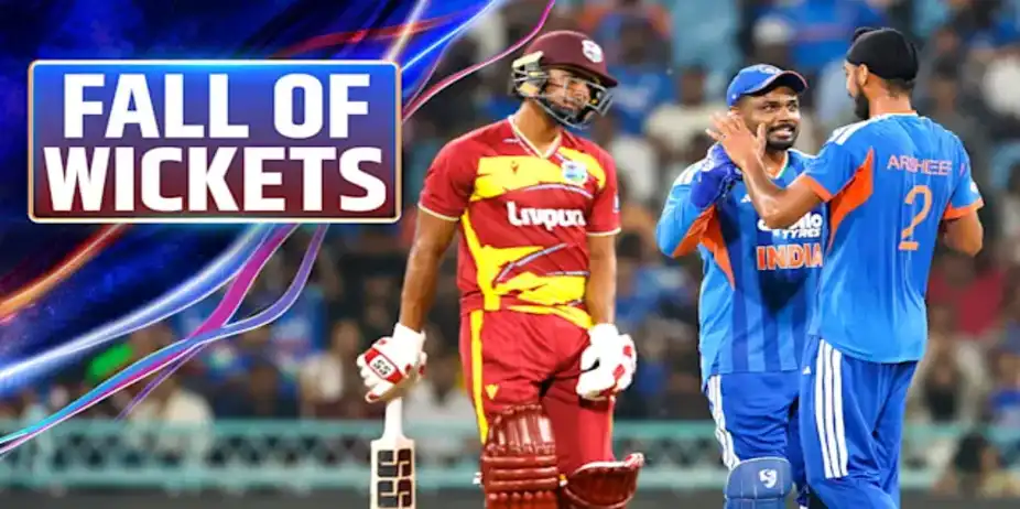 WI Fall of Wickets vs IND in 1st T20I