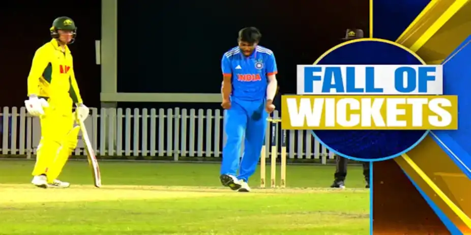 AUS U19 vs IND U19, 2nd ODI: AUS U19 Fall of Wickets