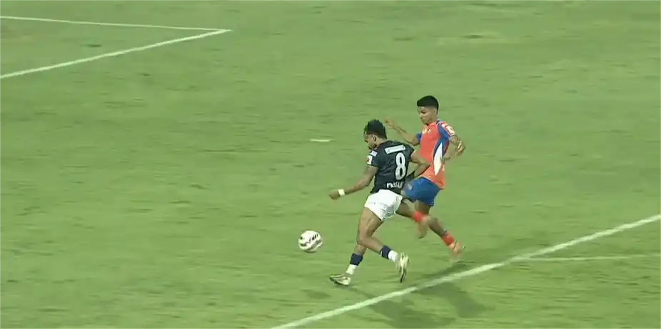 CHEEKY! Prasanth dinks it over the keeper for the lead