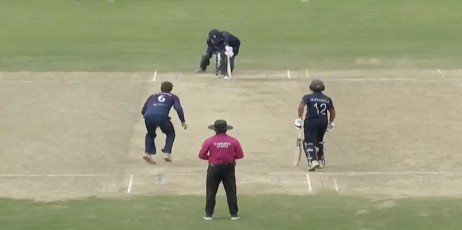 BAMBOOZLED! Oliver Davidson traps Smit Patel plumb in front 
