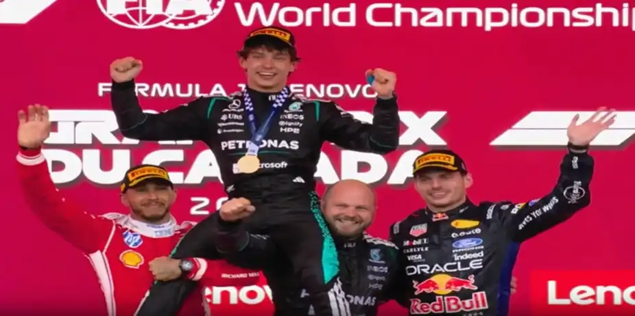 WHOLESOME! Hamilton lifts Kimi on the podium