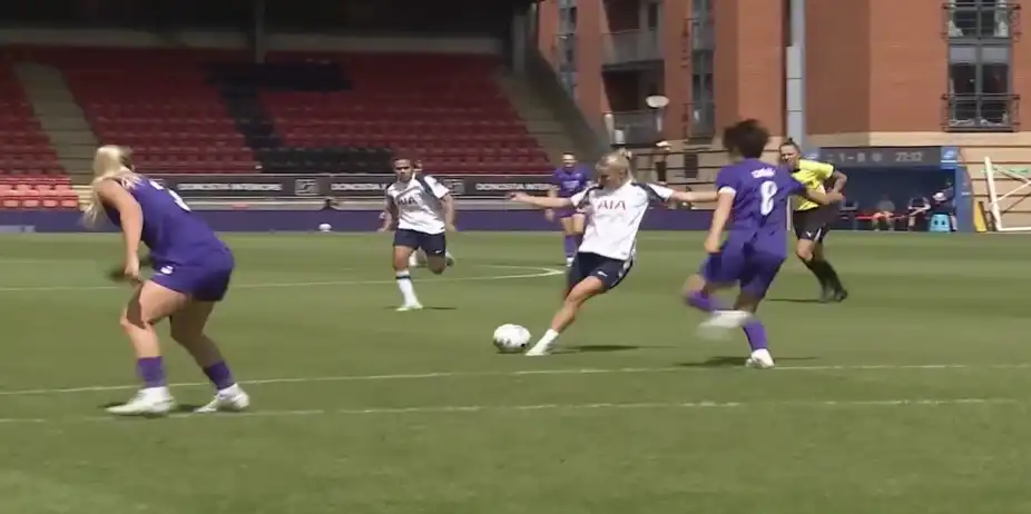 OUTRAGEOUS! Olivia Holdt whips it into the top right corner