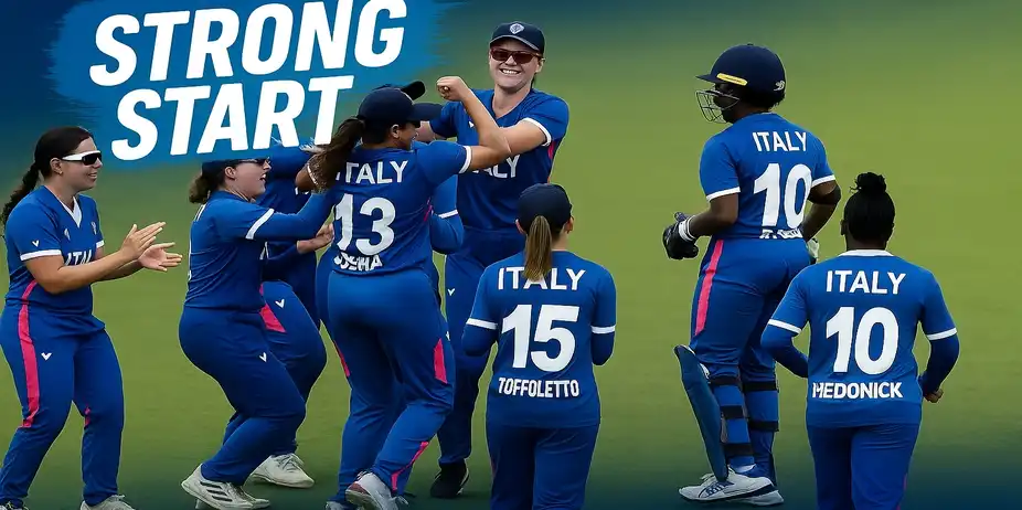 Italy Women beat Rwanda Women by 16 runs on DLS method | Match 1
