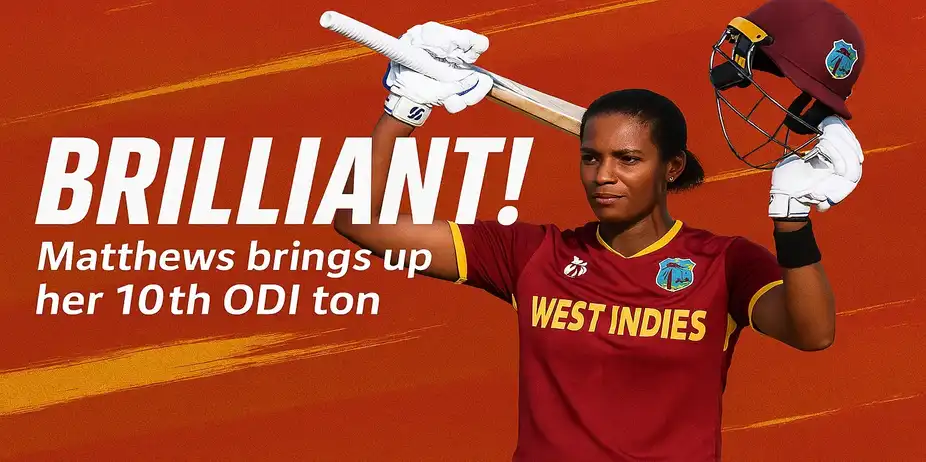 BRILLIANT! Matthews brings up her 10th ODI ton