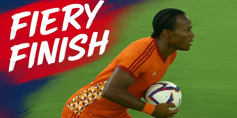 FIERY FINISH! Effiong Nsungusi left the keeper dazed