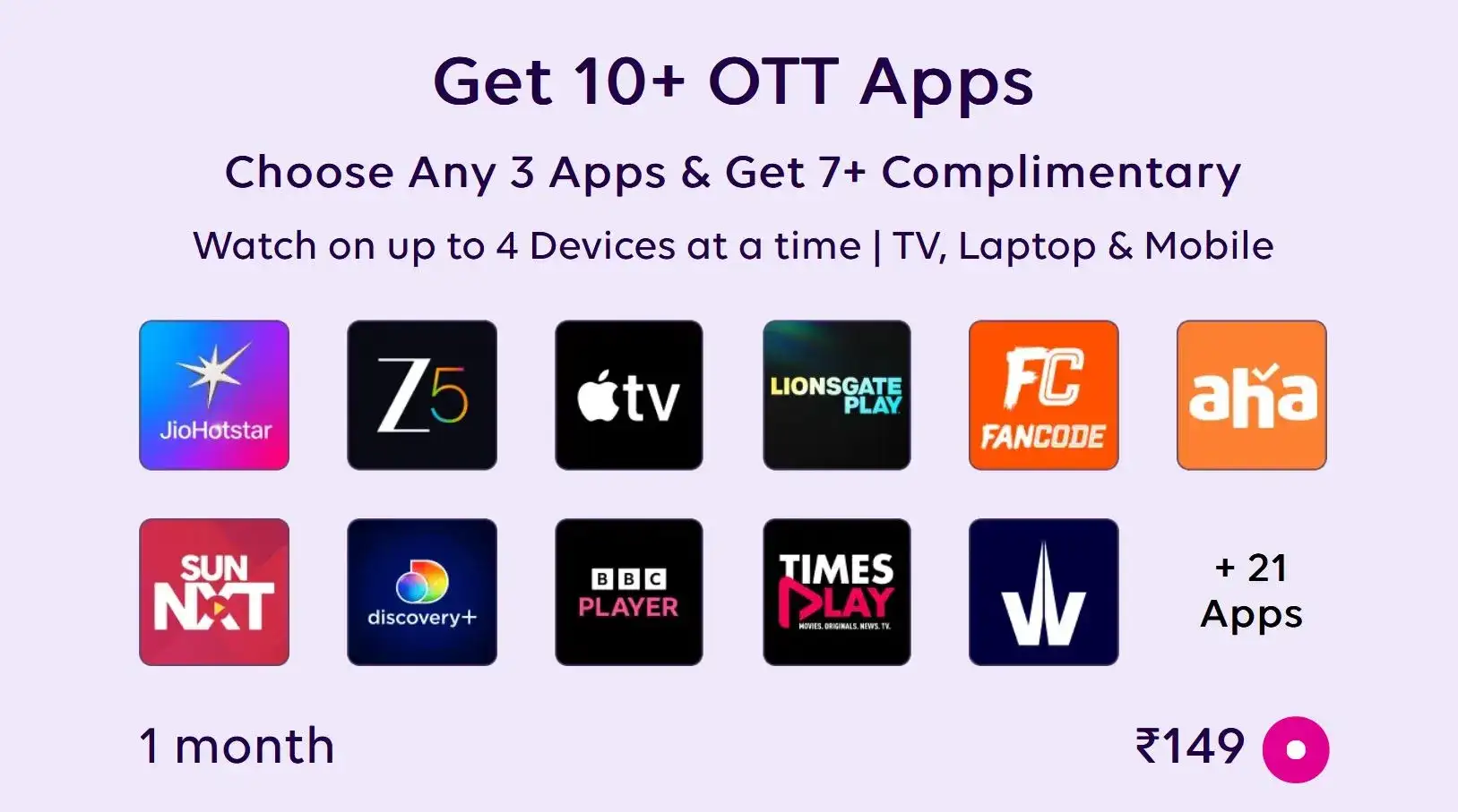 Binge Bestseller OTT Plan: 10+ OTT Apps at ₹149/month